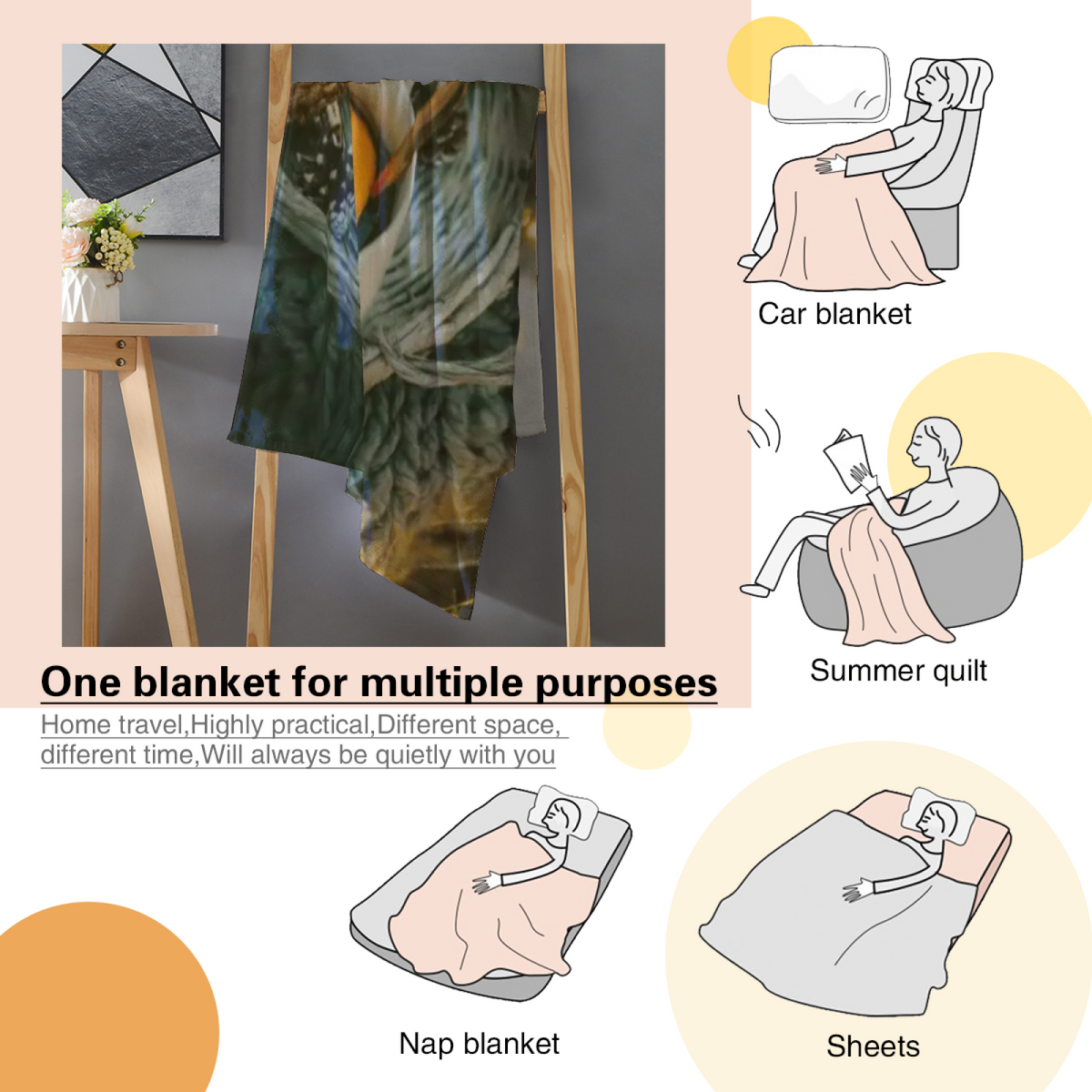 Soft Minimalist Plush Flannel Throw ¨C Breezy Flora Collection
