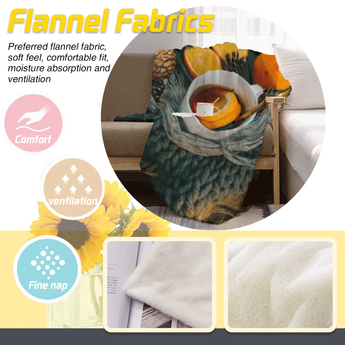 Soft Minimalist Plush Flannel Throw ¨C Breezy Flora Collection