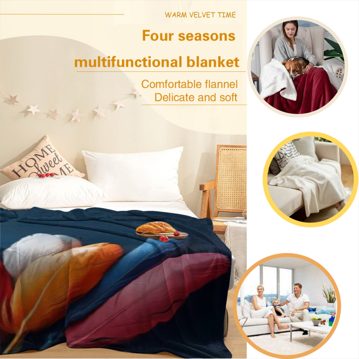 Starlit Wander Pastel Multicolor Modern Art Decorative Flannel Blanket