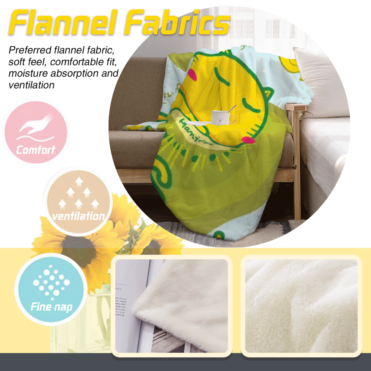 Radiant Petal Inspired Cozy Flannel Bed Blanket ¨C Pastel Multicolor Palette