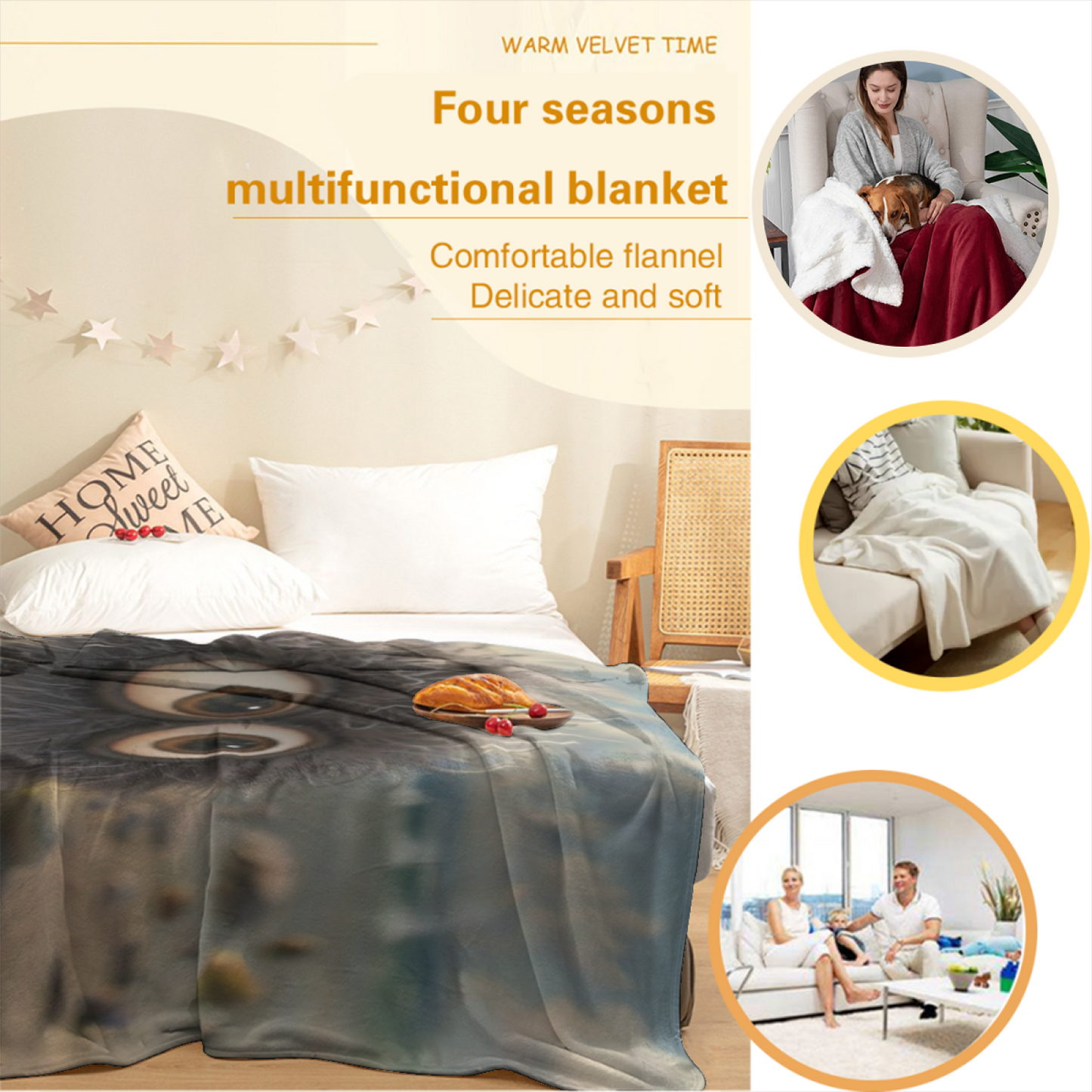 Modern Abstract Printed Throw Blanket ¨C Artistic Decorative Cozy Home Blanket