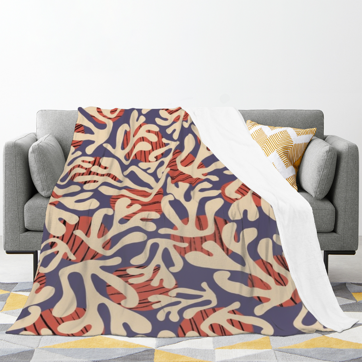 Flannel Throw Blanket with Misty Horizon Cozy Cottage Artwork