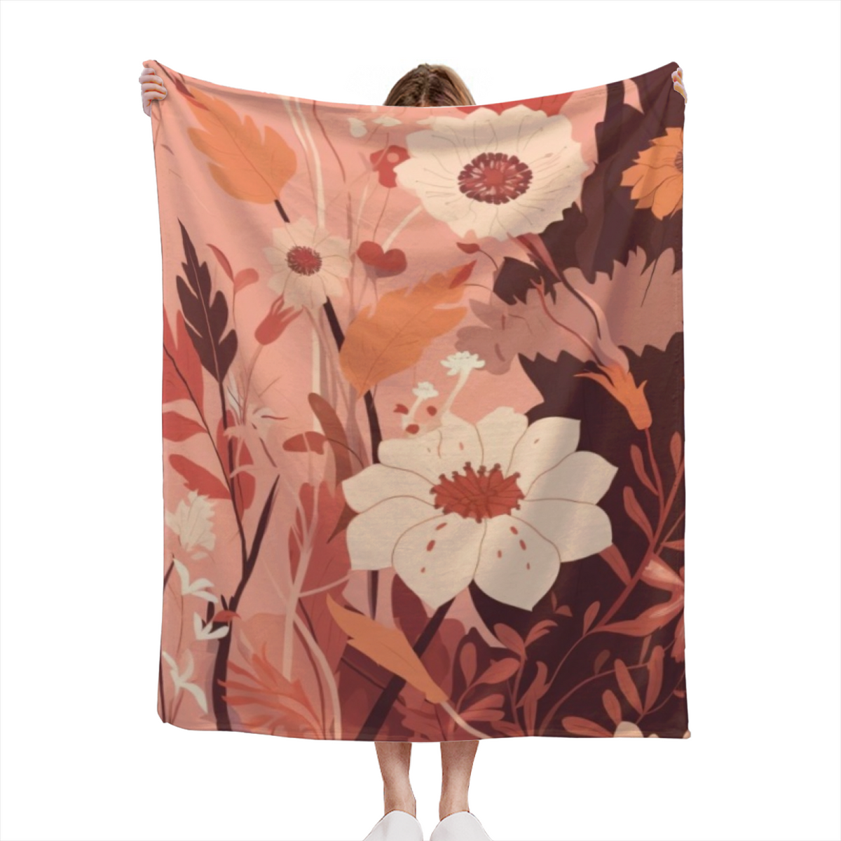 Playful Blush Pink Coral Muse Flannel Throw Blanket
