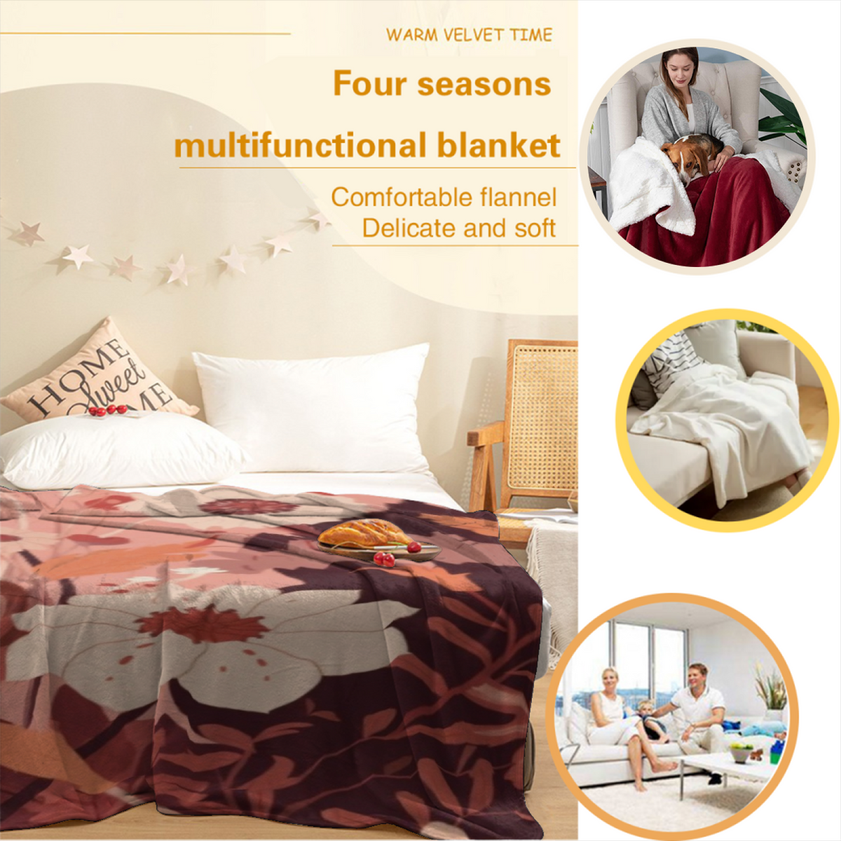 Playful Blush Pink Coral Muse Flannel Throw Blanket