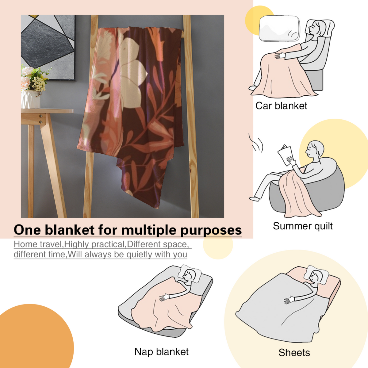 Playful Blush Pink Coral Muse Flannel Throw Blanket