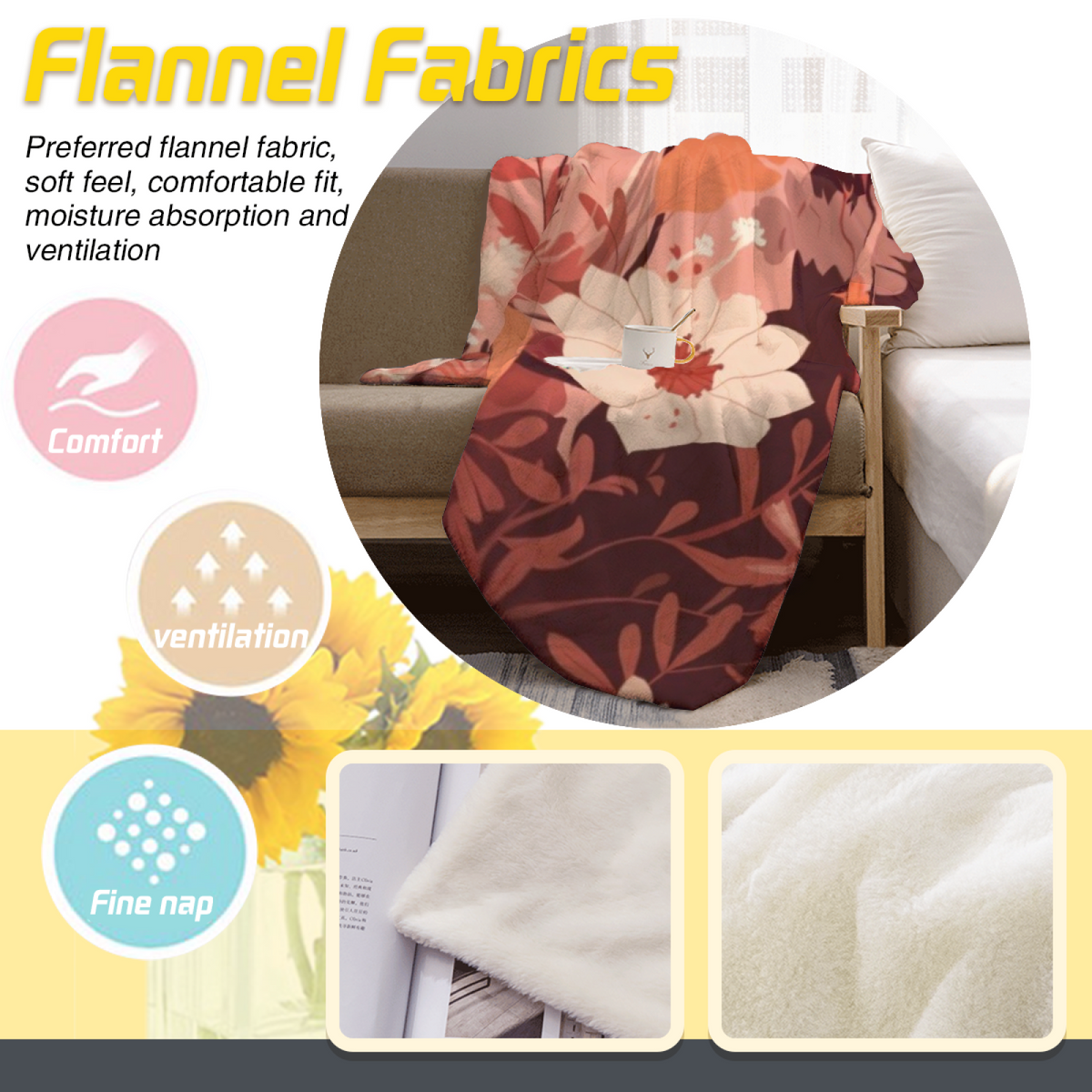 Playful Blush Pink Coral Muse Flannel Throw Blanket