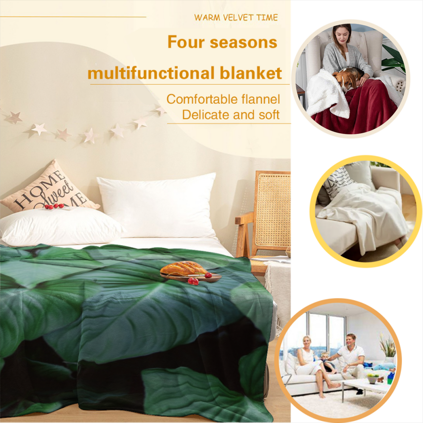 Contemporary Abstract Art Throw Blanket ¨C Stylish Printed Cozy Home Blanket