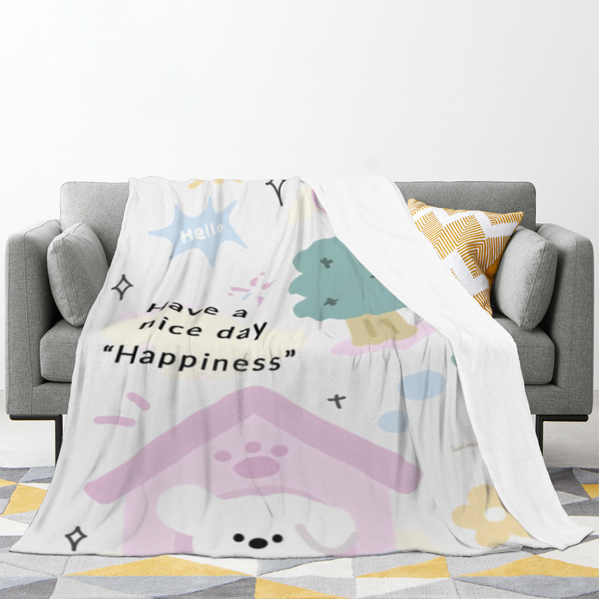 Soft Neutral Blush Odyssey Plush Flannel Throw