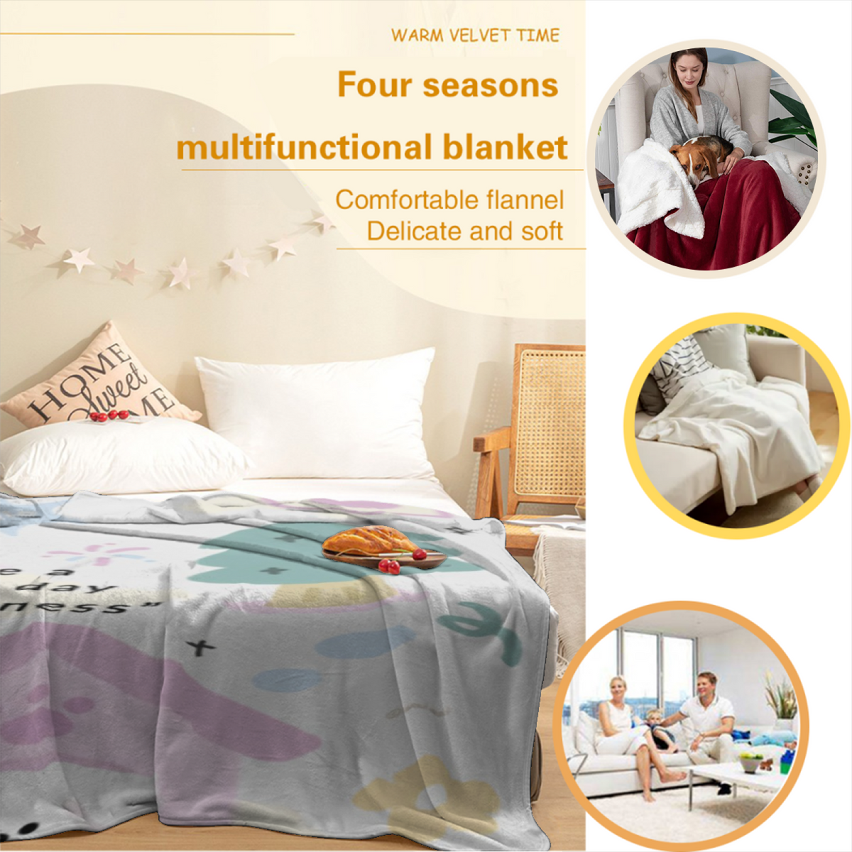 Soft Neutral Blush Odyssey Plush Flannel Throw