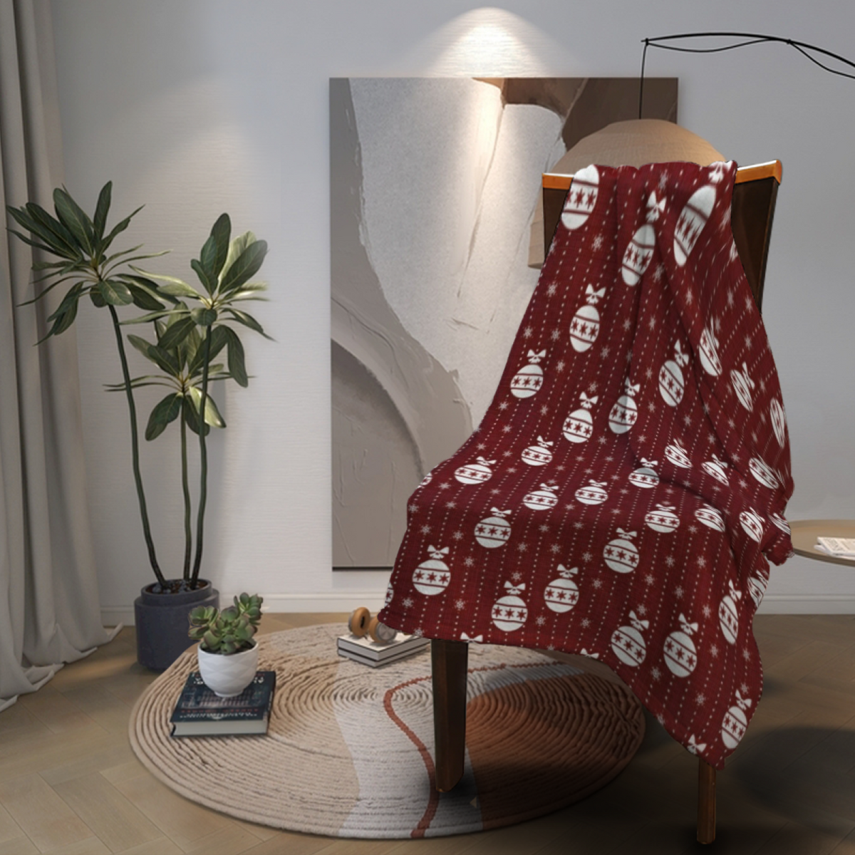 Dreamy Warm Coral Velvet Kaleidoscope Cozy Flannel Bed Blanket