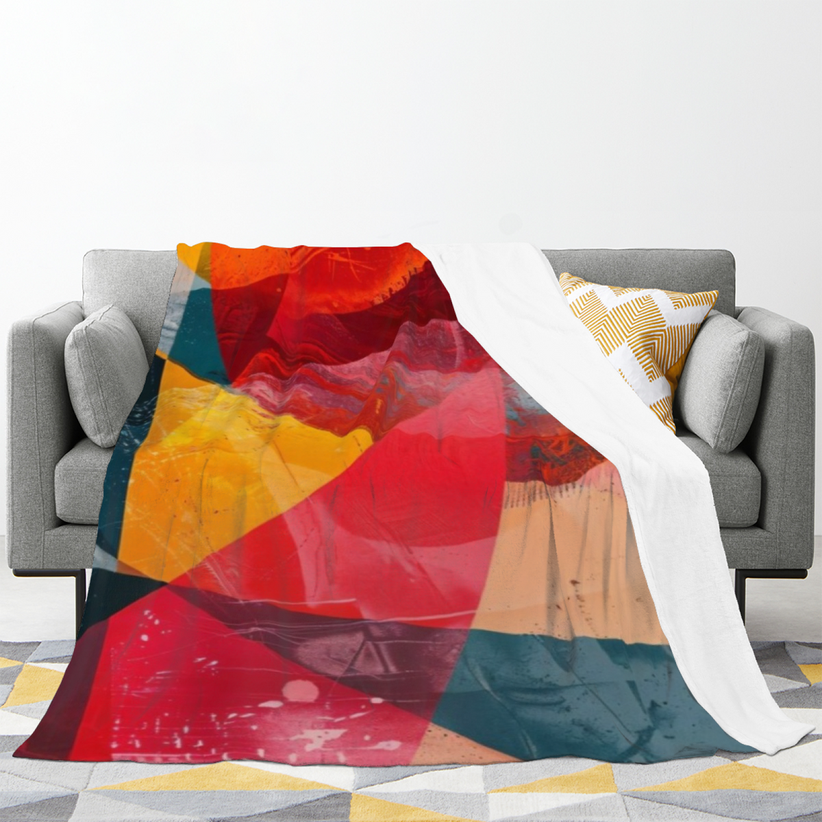 Soft Sunrise Abstract Plush Flannel Throw