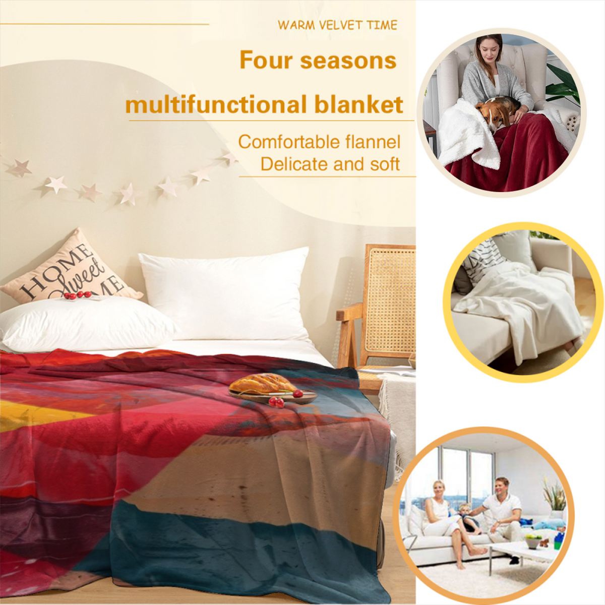 Soft Sunrise Abstract Plush Flannel Throw