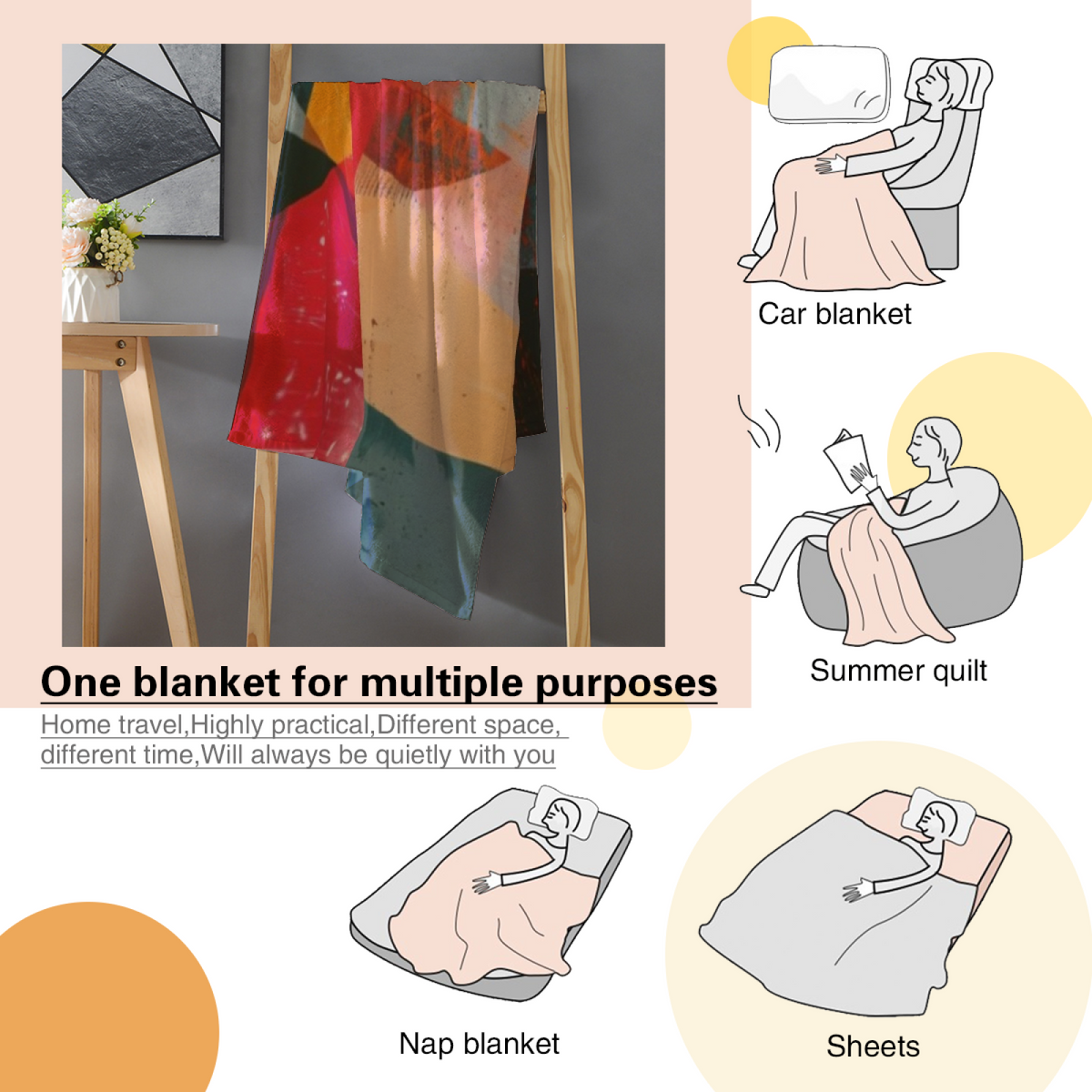Soft Sunrise Abstract Plush Flannel Throw