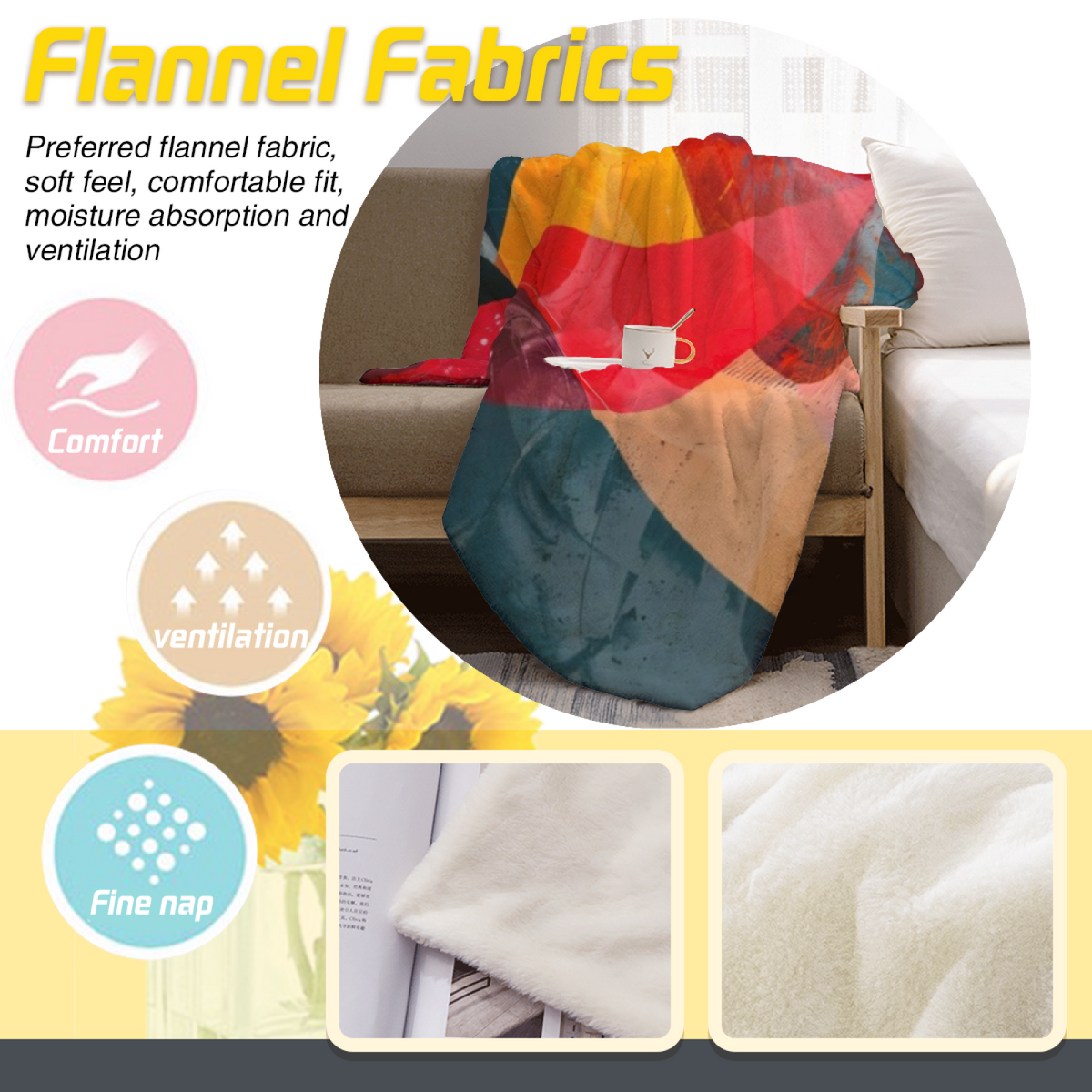 Soft Sunrise Abstract Plush Flannel Throw