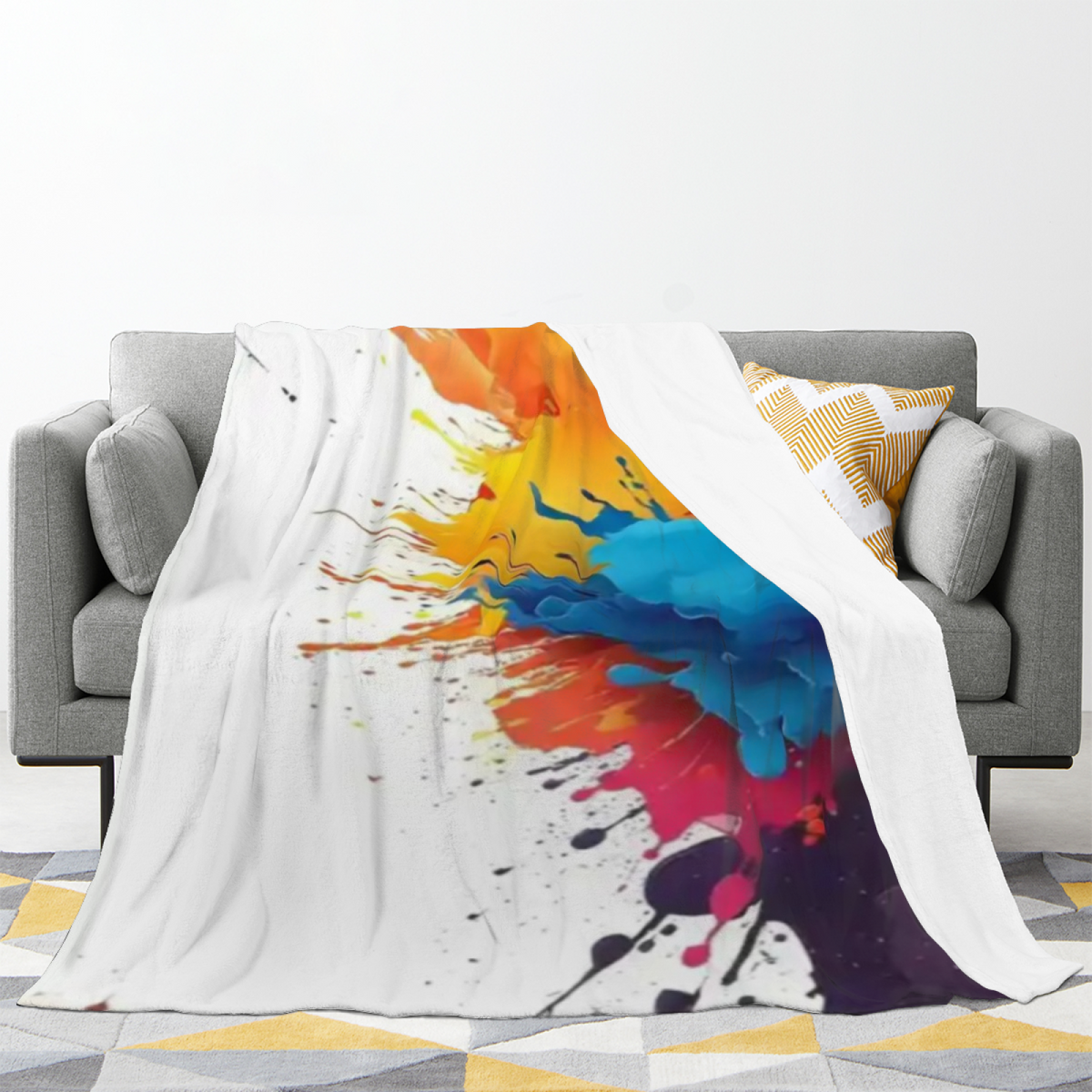Eclectic Design Oceanic Fern Warm Coral Cozy Flannel Bed Blanket