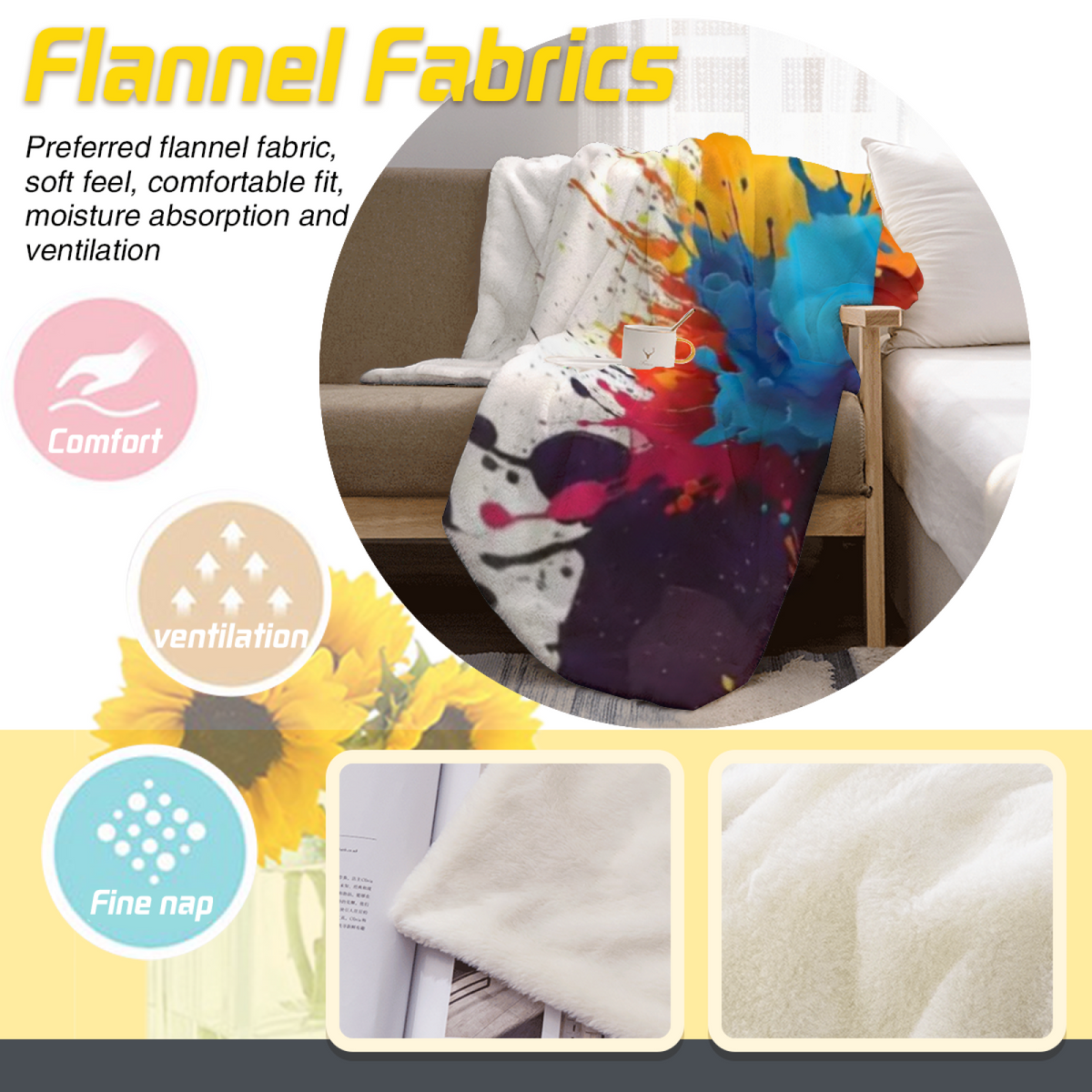 Eclectic Design Oceanic Fern Warm Coral Cozy Flannel Bed Blanket