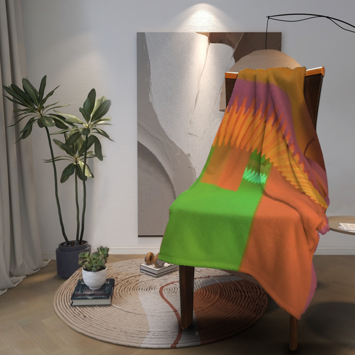 Tangerine Lantern Rich Multicolor Art Flannel Throw Blanket