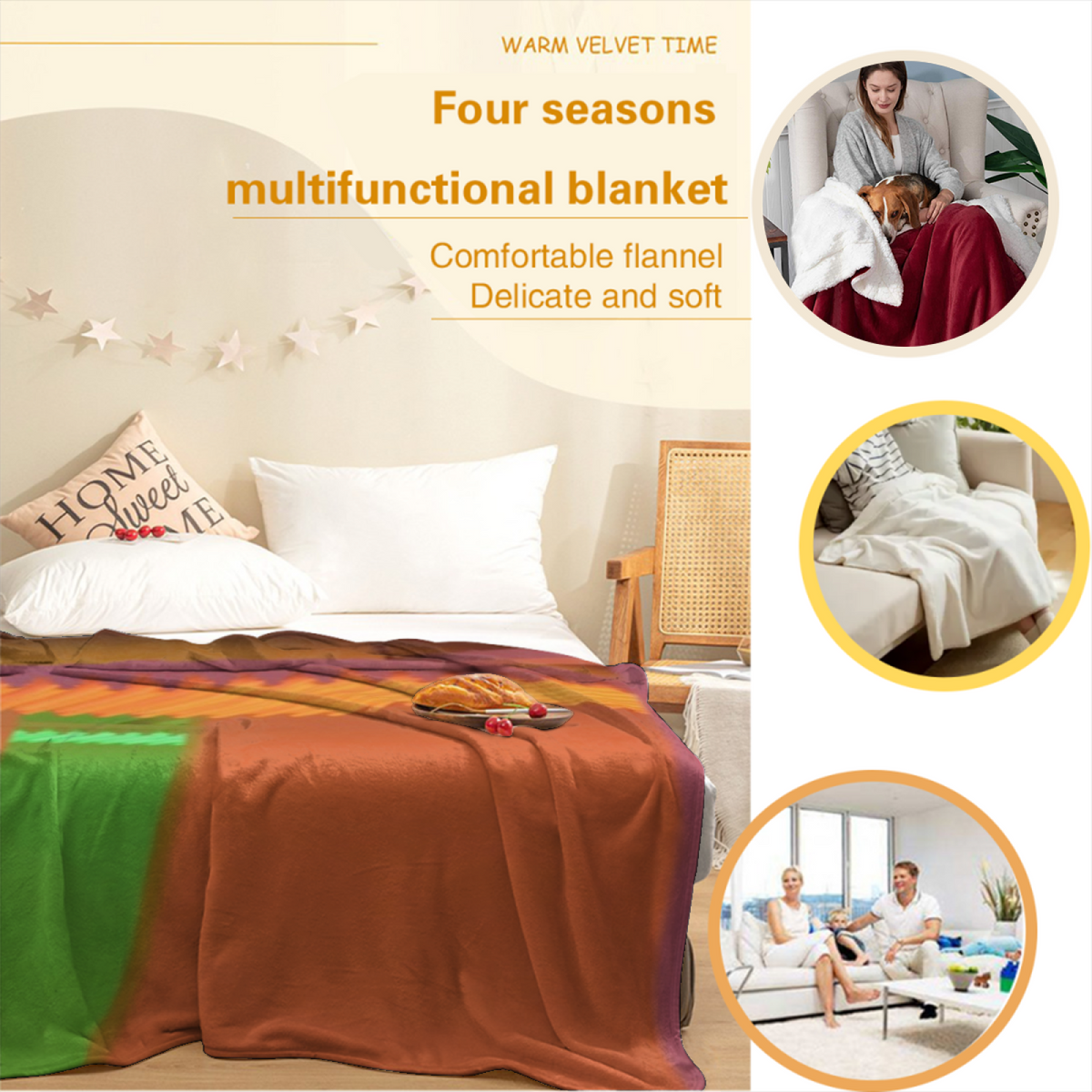 Tangerine Lantern Rich Multicolor Art Flannel Throw Blanket