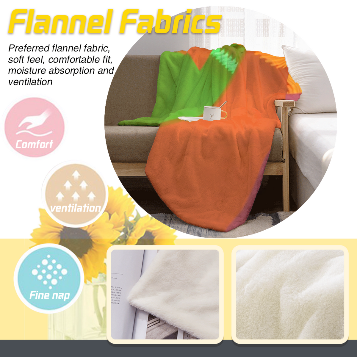 Tangerine Lantern Rich Multicolor Art Flannel Throw Blanket