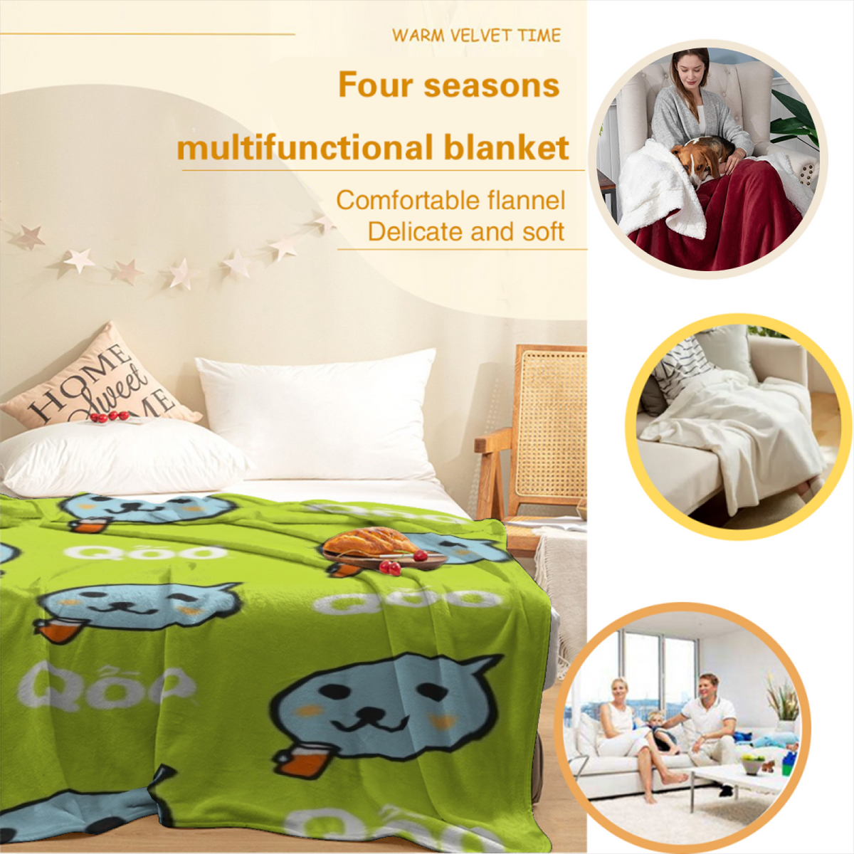 Copper & Fable Playful Graphic Plush Flannel Throw
