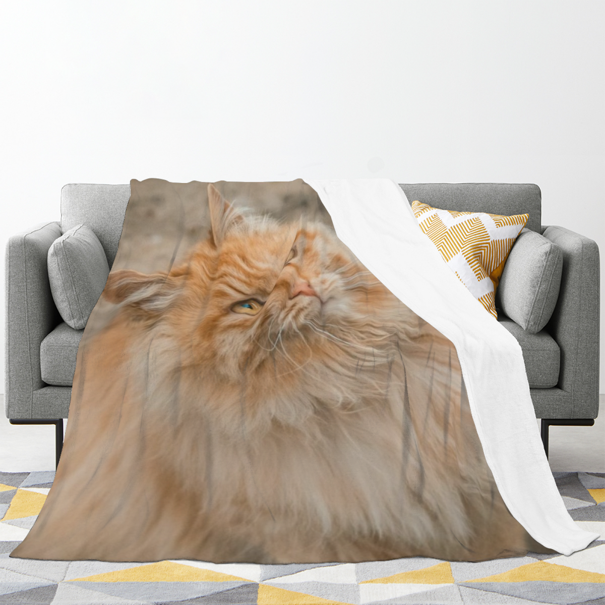 Pastel Multicolor Whimsical Decor Plush Flannel Throw ¨C Tangerine Galaxy Edition