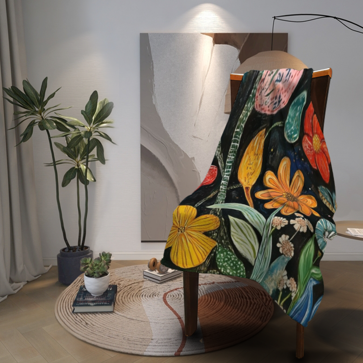 Earthy Multicolor Lagoon Muse Soft Flannel Blanket