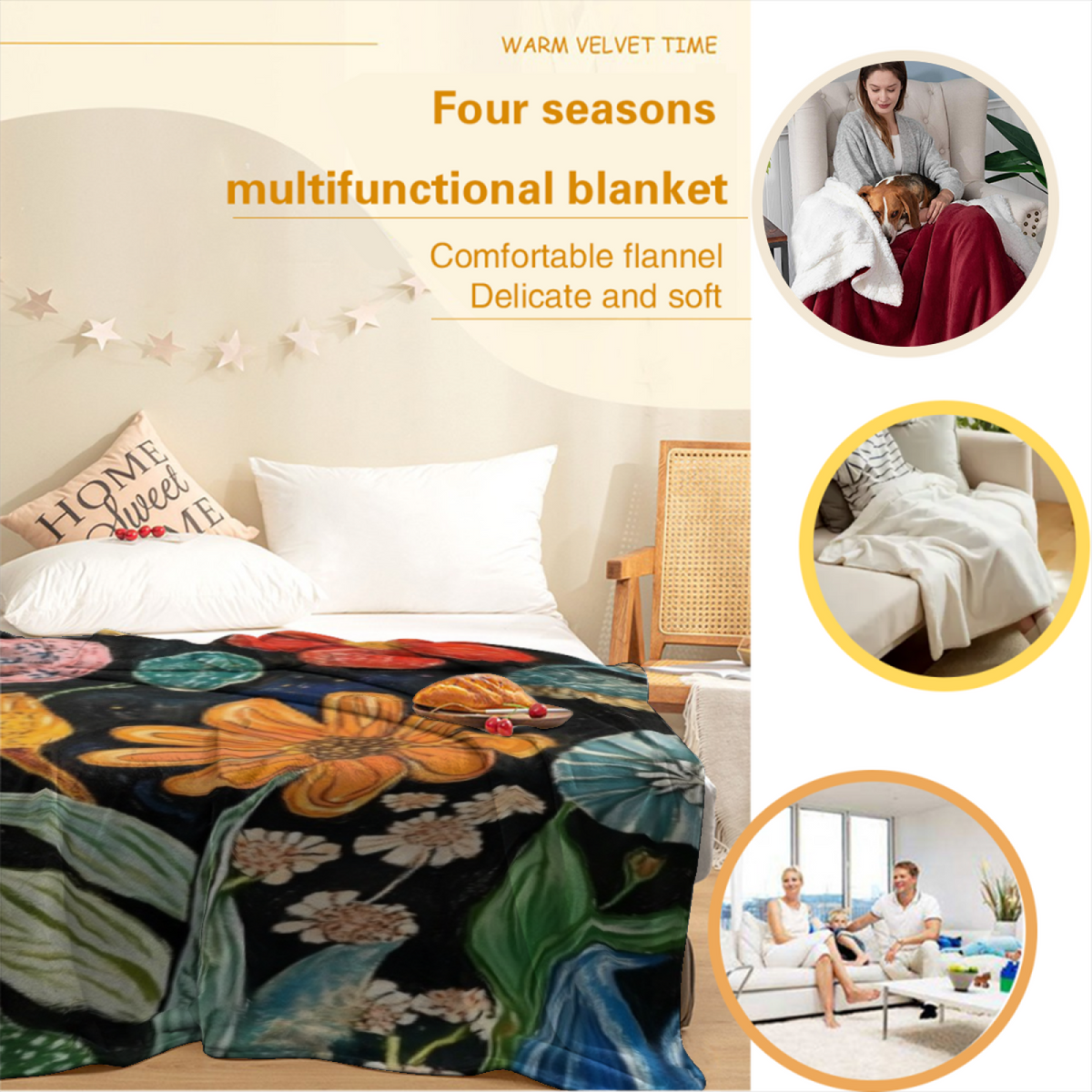 Earthy Multicolor Lagoon Muse Soft Flannel Blanket