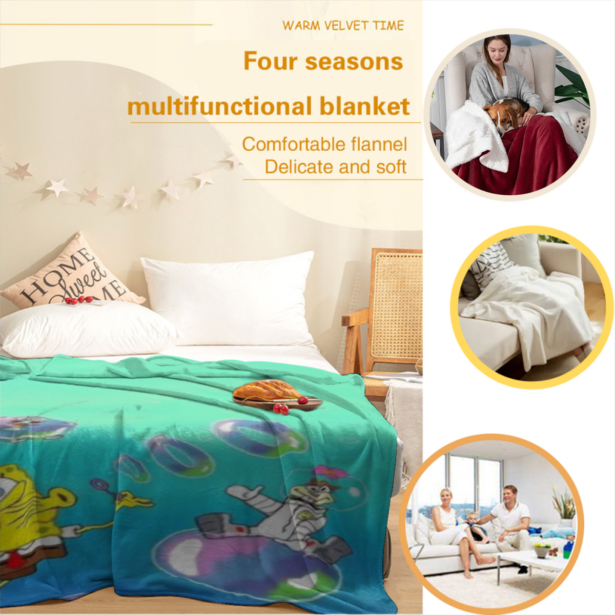 Soft Minimalist Plush Flannel Throw ¨C Oceanic Fable Collection