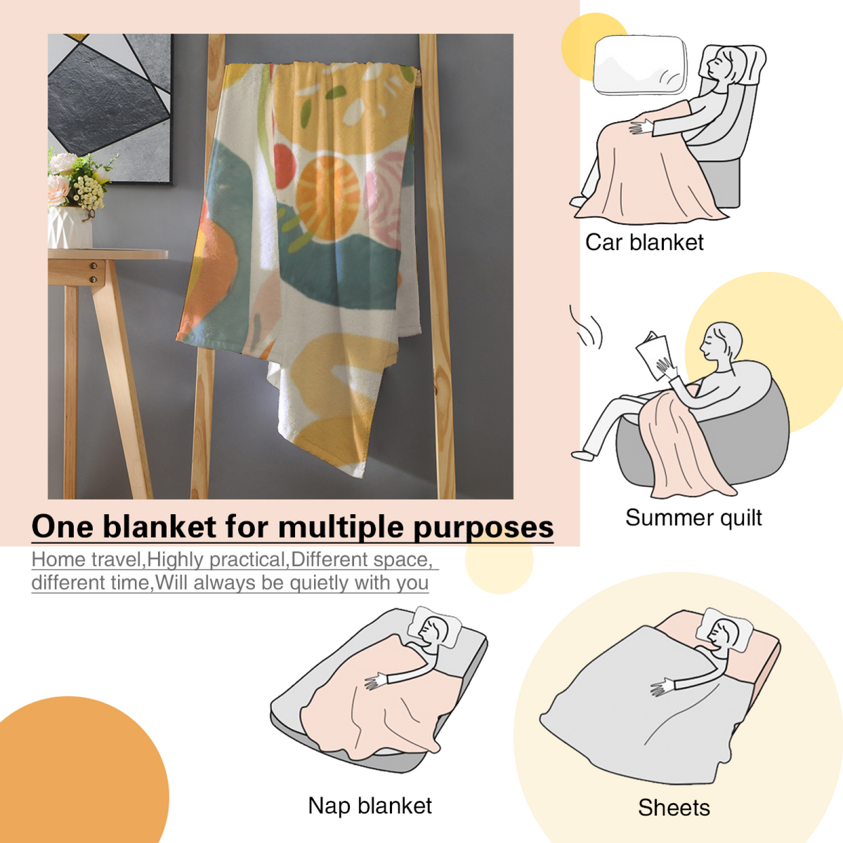 Harvest Blossom Soft Flannel Blanket in Pastel Multicolor