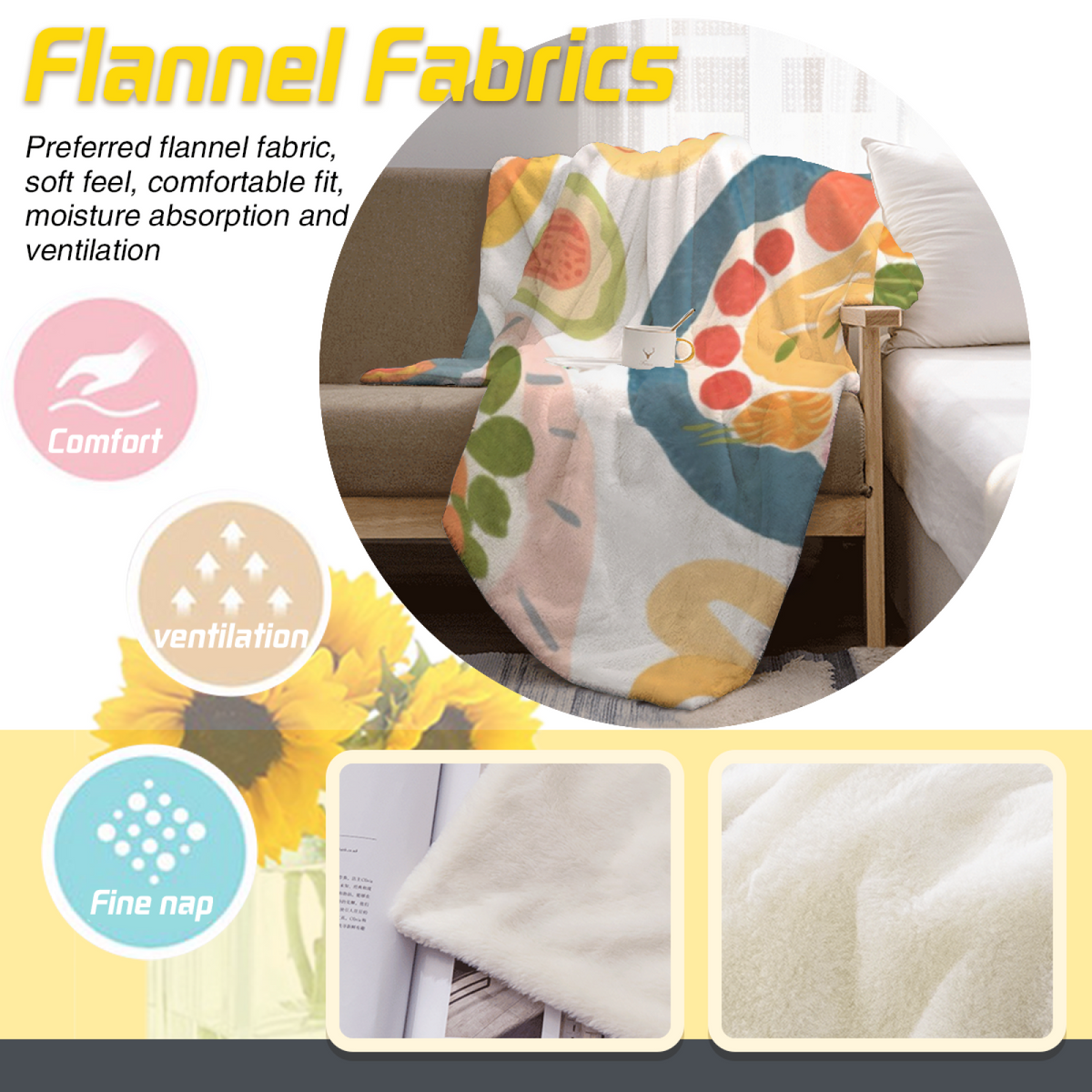 Harvest Blossom Soft Flannel Blanket in Pastel Multicolor
