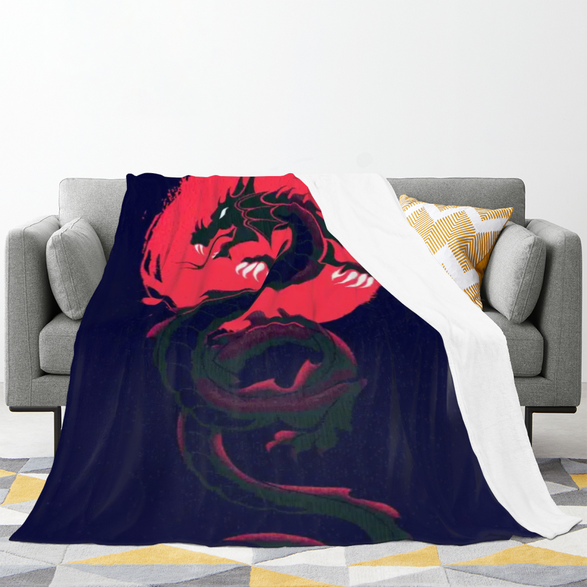 Hazy & Treasure Playful Graphic Plush Flannel Throw