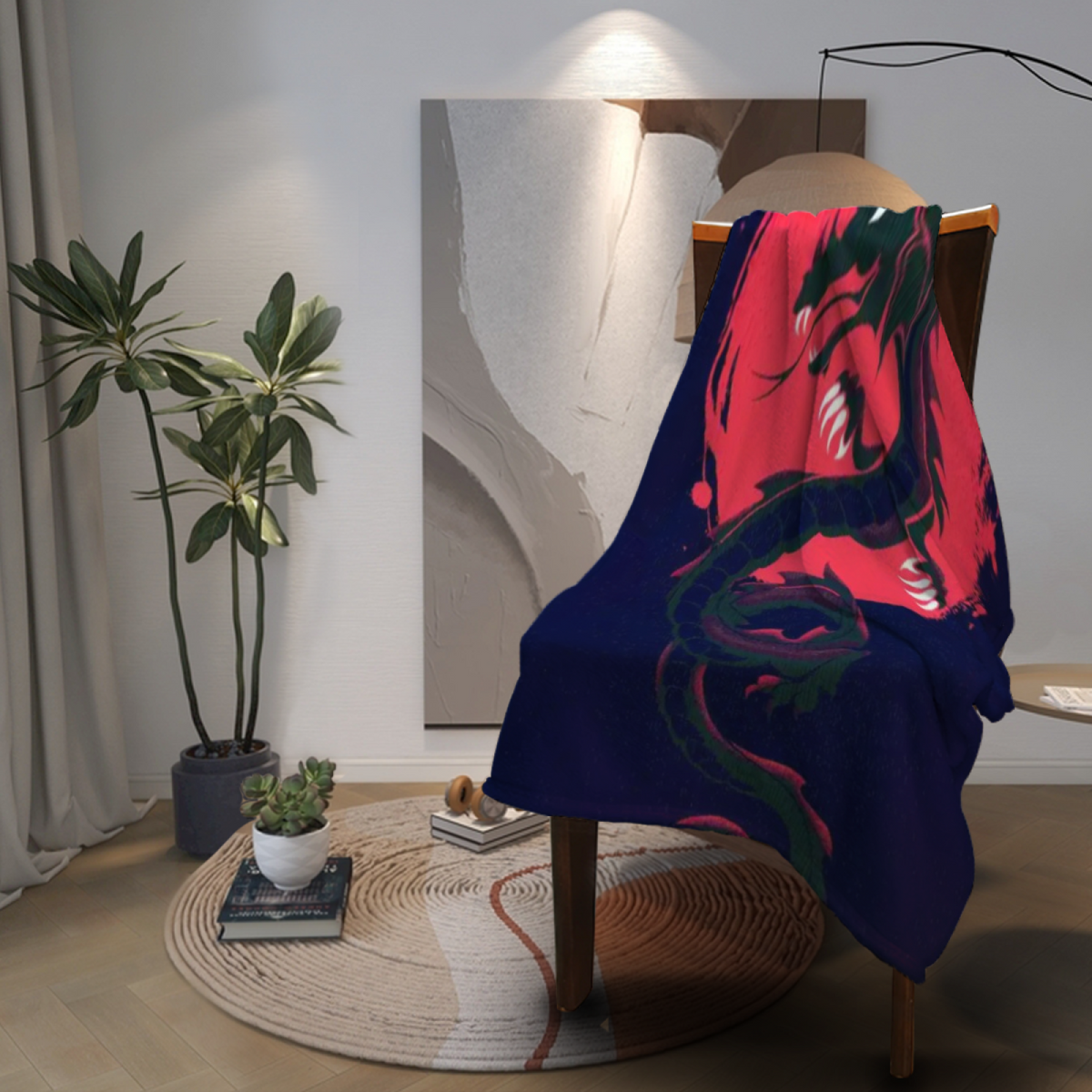 Hazy & Treasure Playful Graphic Plush Flannel Throw