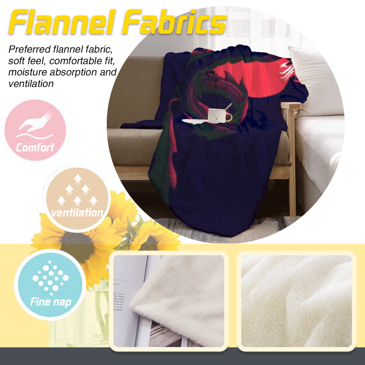 Hazy & Treasure Playful Graphic Plush Flannel Throw