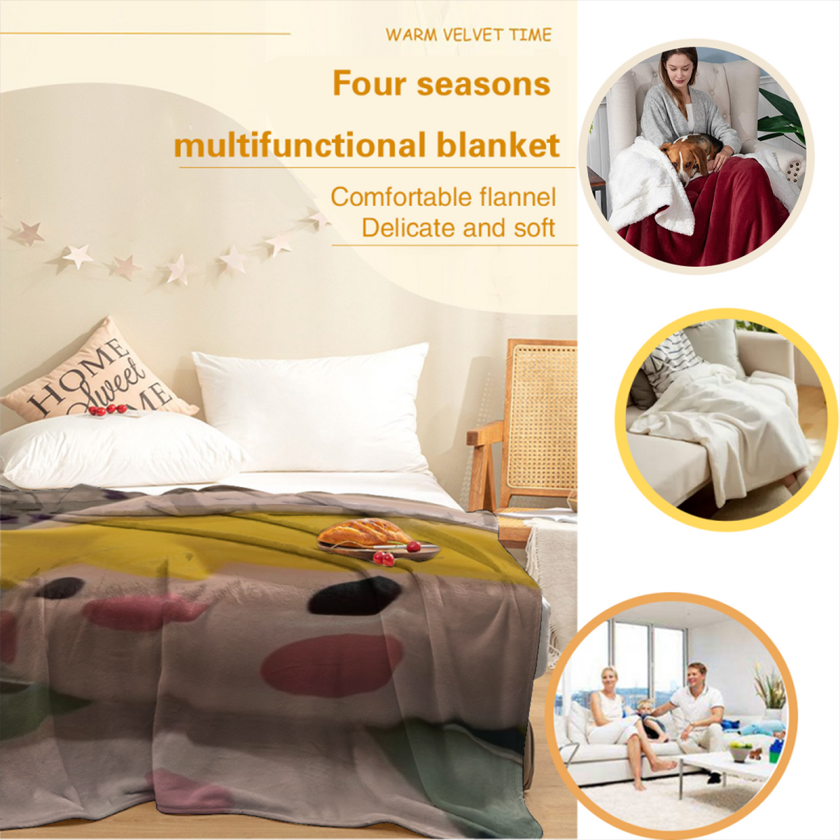 Orchard Flora Home Accent Lightweight Flannel Throw ¨C Warm Coral