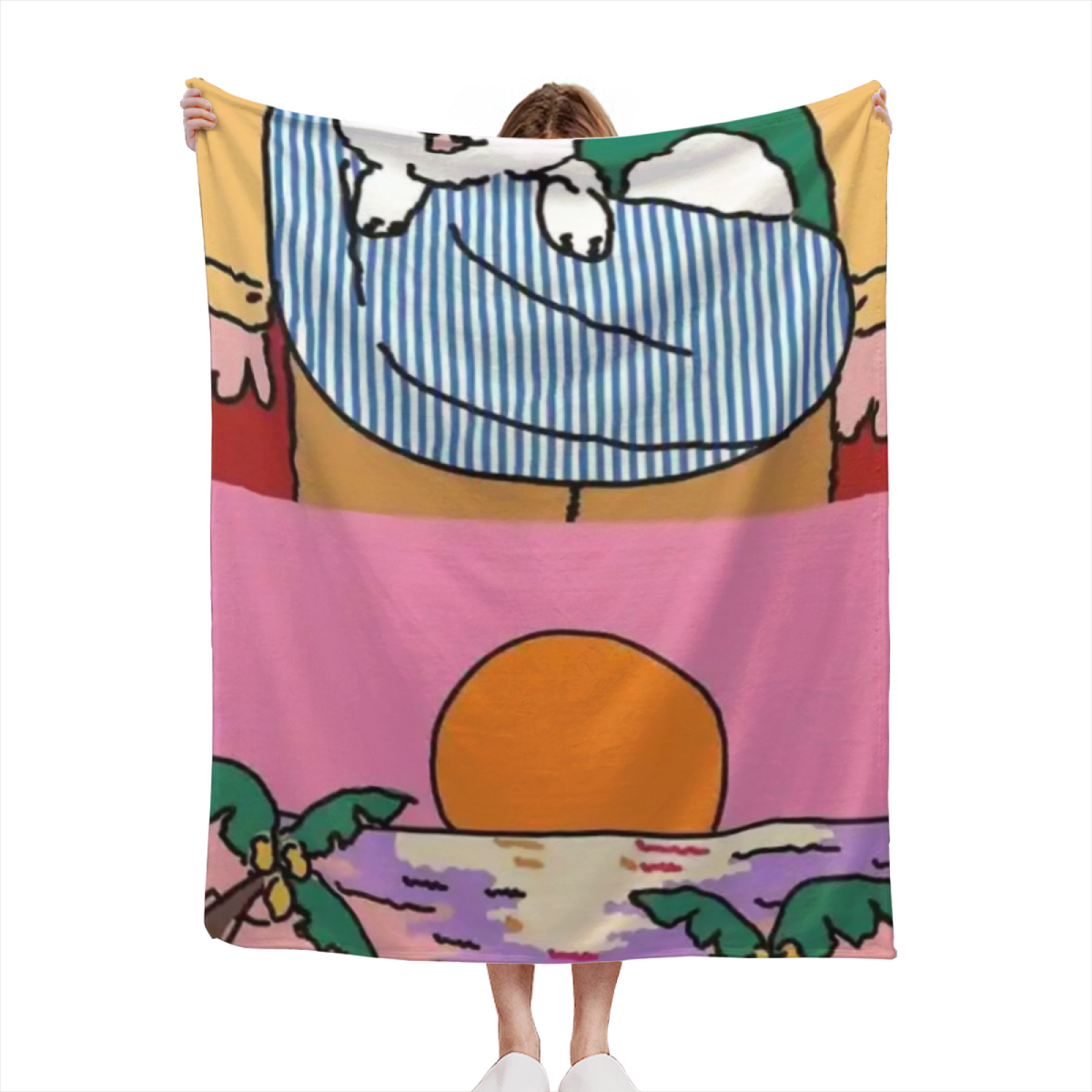 Hazy Breeze Expressive Print Cozy Flannel Bed Blanket in Dusty Lilac