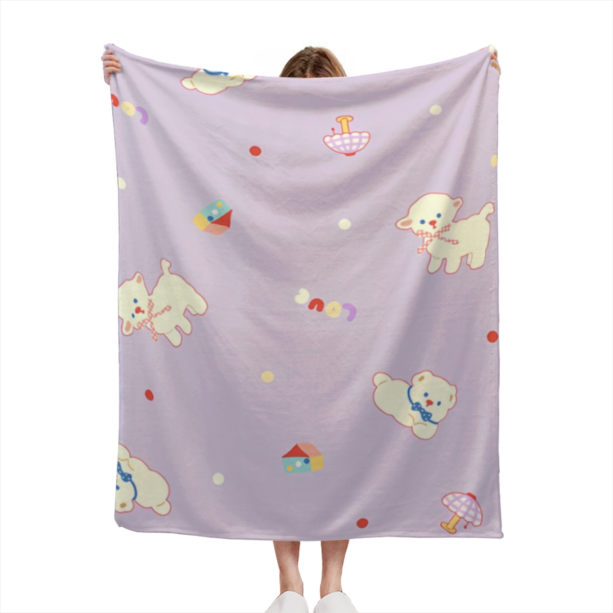 Orchard Prism Creamy Ivory Art Decorative Flannel Blanket