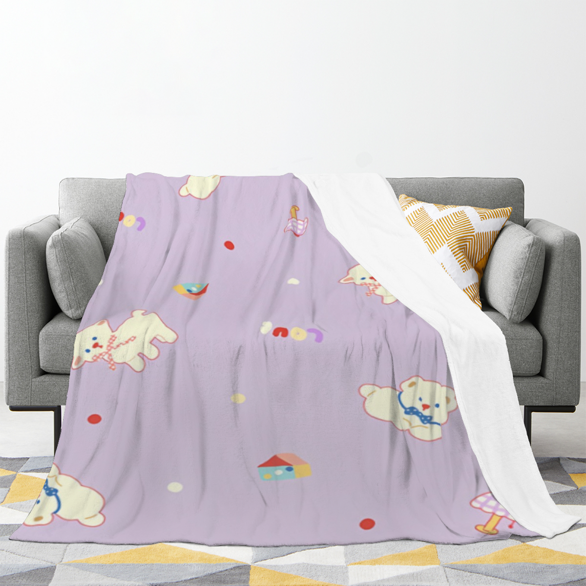 Orchard Prism Creamy Ivory Art Decorative Flannel Blanket