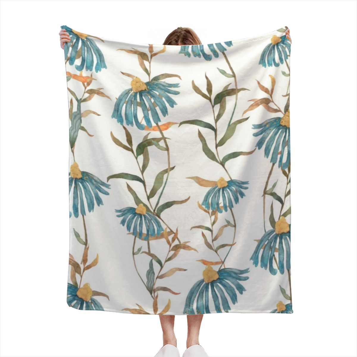 Decorative Flannel Blanket with Riverstone Petal Cozy Cottage Artwork