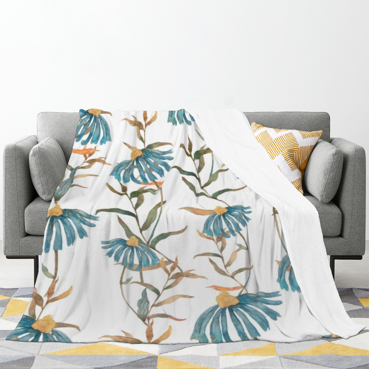 Decorative Flannel Blanket with Riverstone Petal Cozy Cottage Artwork