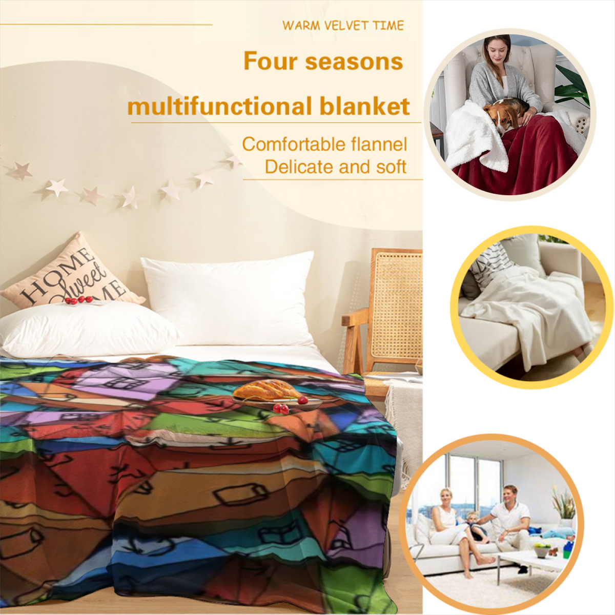 Soft Minimalist All-Season Flannel Blanket ¨C Rustic Tapestry Collection