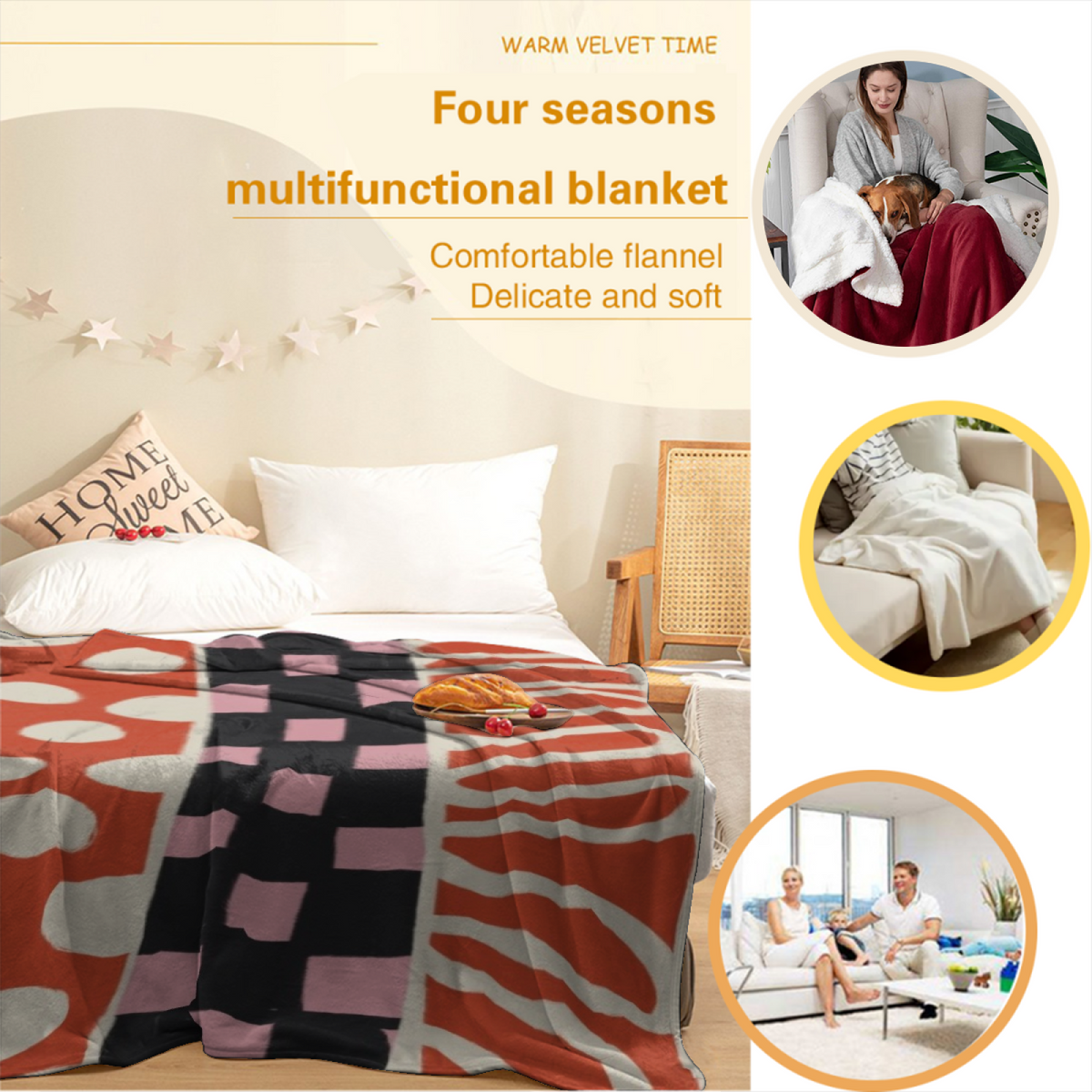 Earthy Neutral Desert Nectar Soft Flannel Blanket ¨C Contemporary Pattern