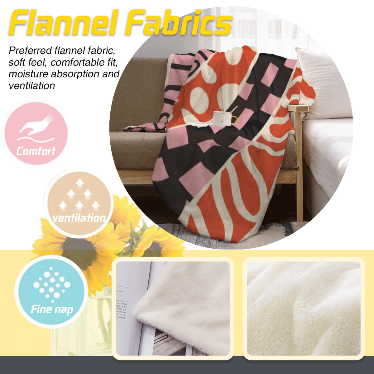 Earthy Neutral Desert Nectar Soft Flannel Blanket ¨C Contemporary Pattern