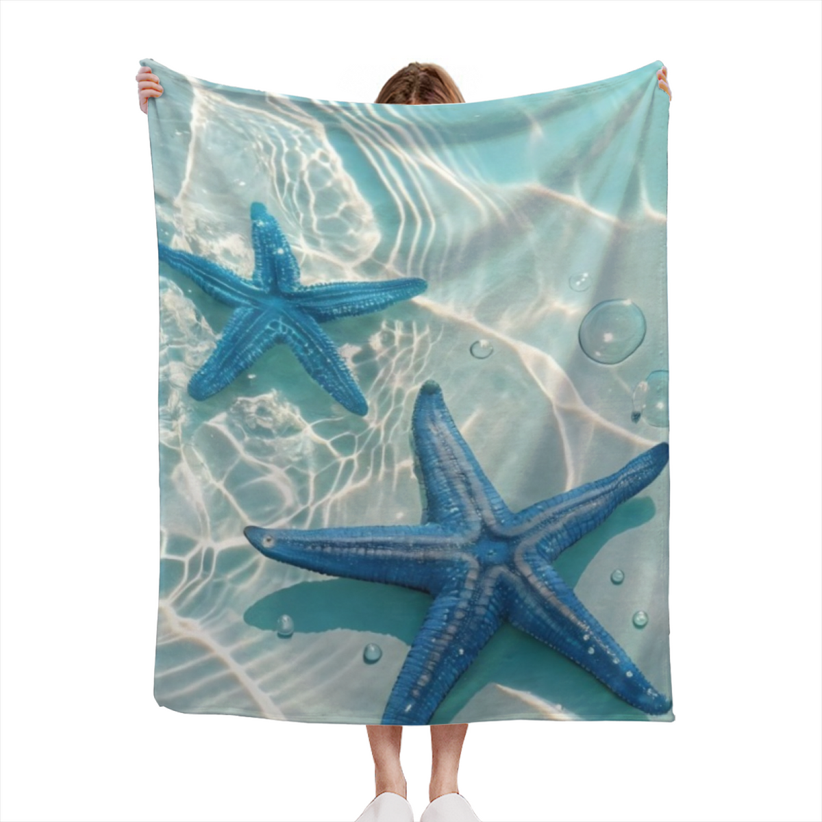 Lagoon Mirage Inspired Cozy Flannel Bed Blanket ¨C Earthy Neutral Palette