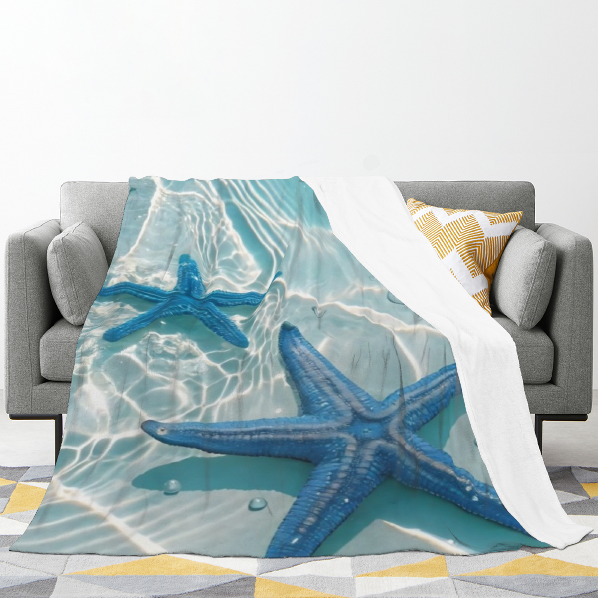 Lagoon Mirage Inspired Cozy Flannel Bed Blanket ¨C Earthy Neutral Palette