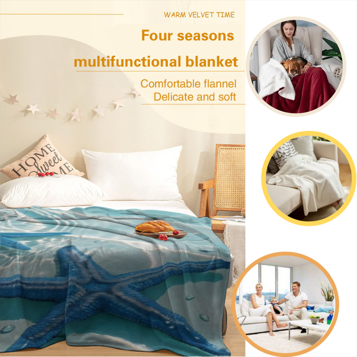Lagoon Mirage Inspired Cozy Flannel Bed Blanket ¨C Earthy Neutral Palette