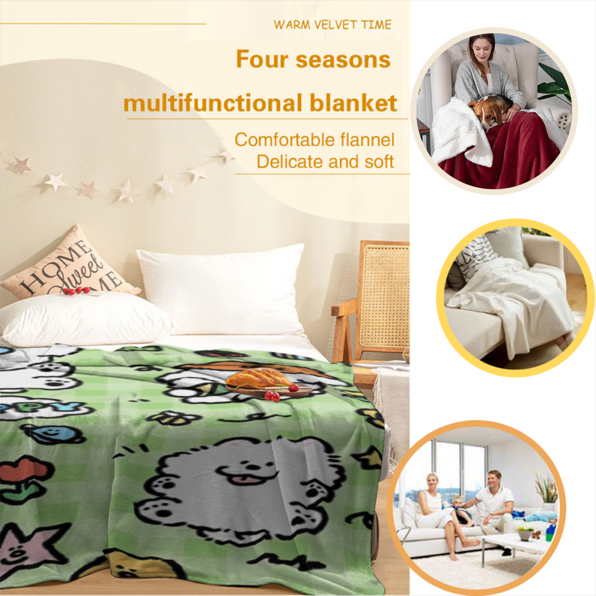 Moonlit Odyssey Soft Neutral Art Soft Flannel Blanket