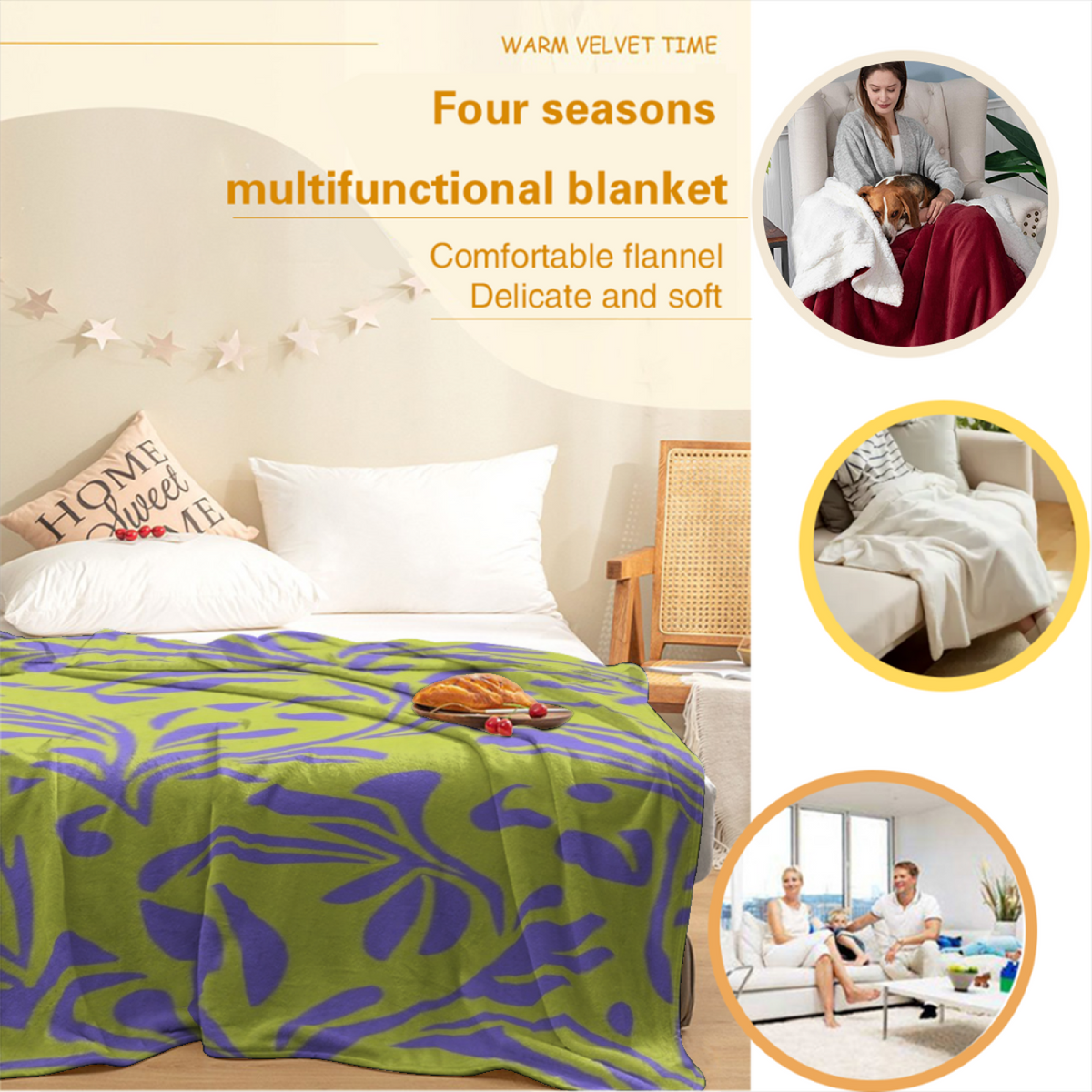 Soft Minimalist Plush Flannel Throw ¨C Twilight Meadow Collection