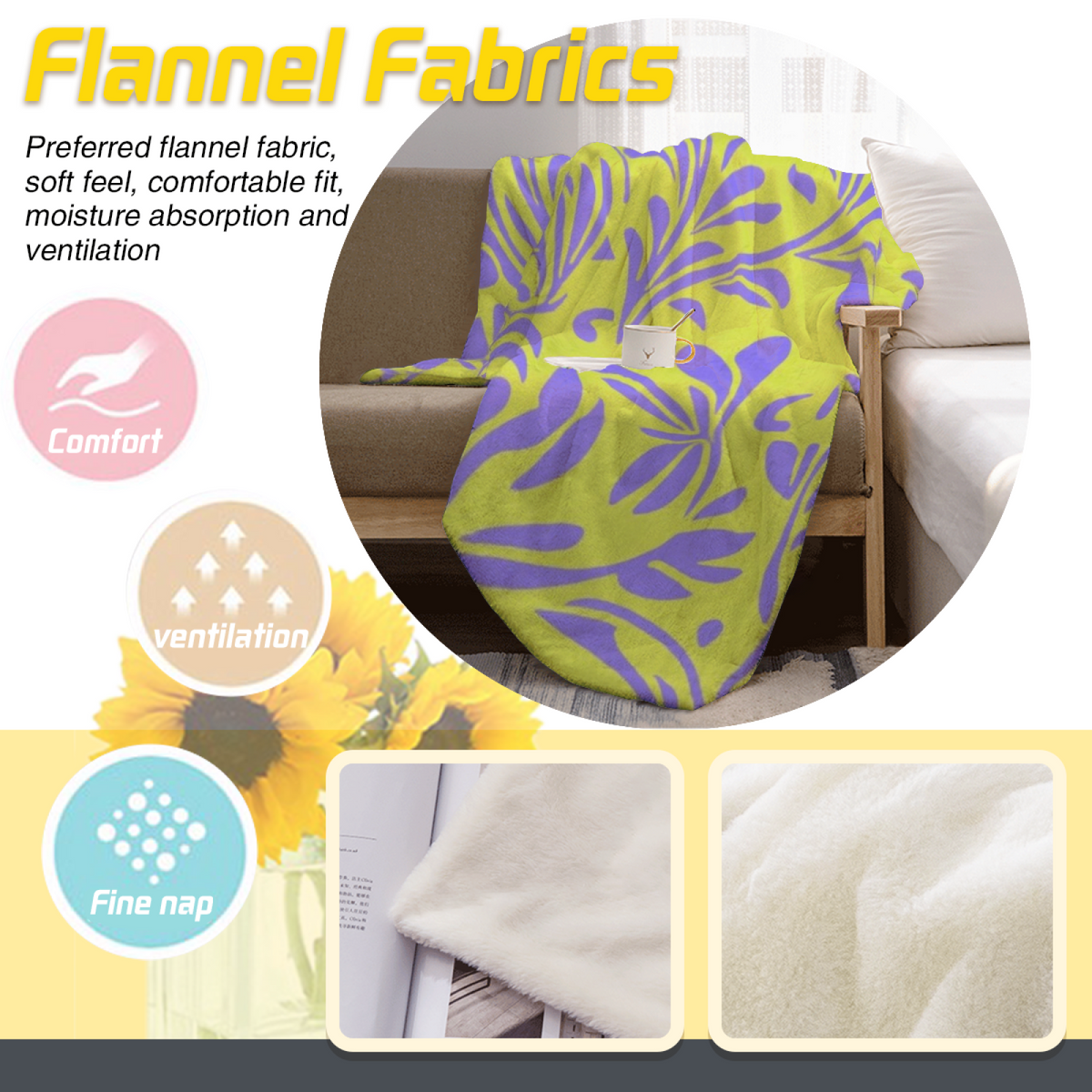 Soft Minimalist Plush Flannel Throw ¨C Twilight Meadow Collection