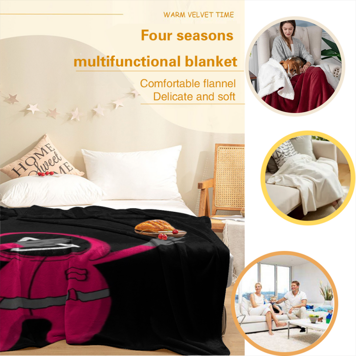 Seaside Blossom Pastel Multicolor Modern Art Flannel Throw Blanket