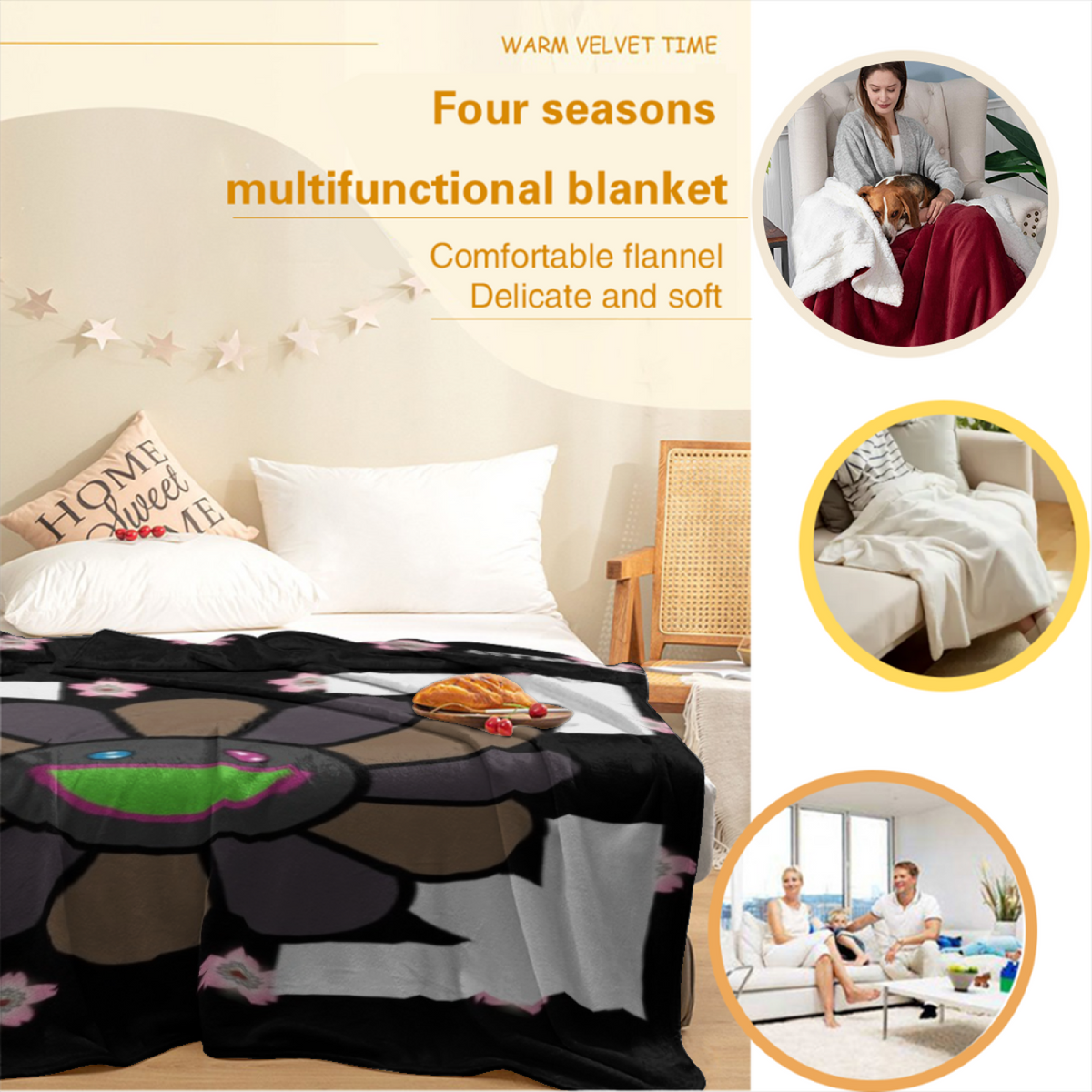 Celestial Sonnet Inspired Flannel Sofa Throw ¨C Soft Neutral Palette
